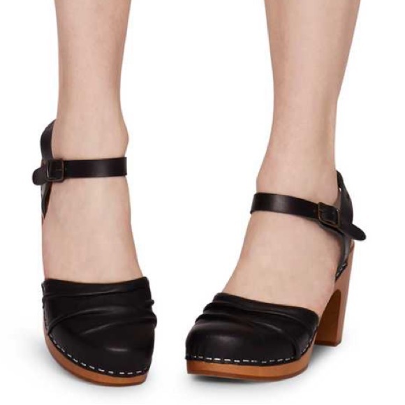 Anthropologie Swedish Hasbeens Wrinkled Black Sandal Best Style🌈 ♥️ - Picture 4 of 9